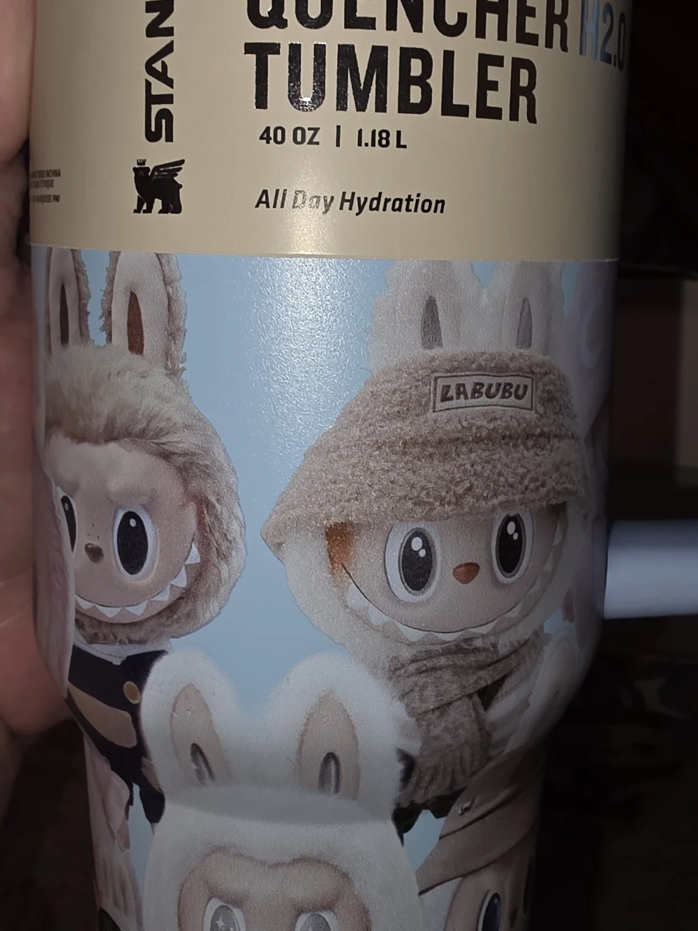 Stanley Blue Tumbler with Cute Cartoon Bunny Characters